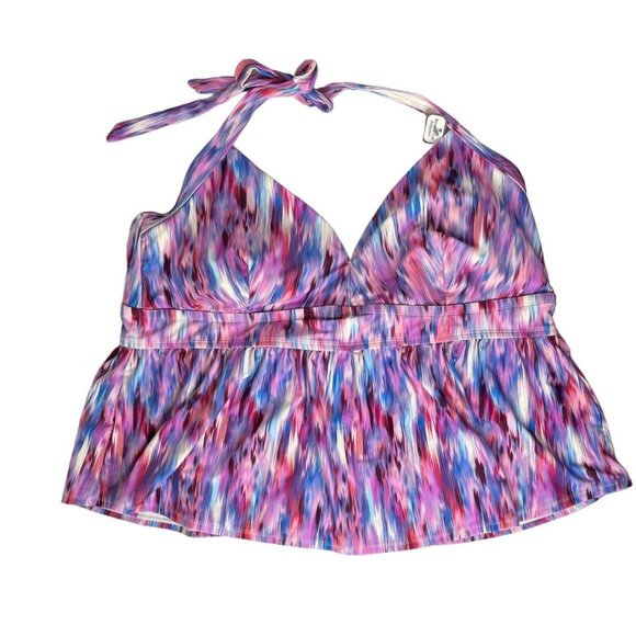 Time And Tru Swim Suit Top Halter Womens 3X Purple New - Picture 1 of 13